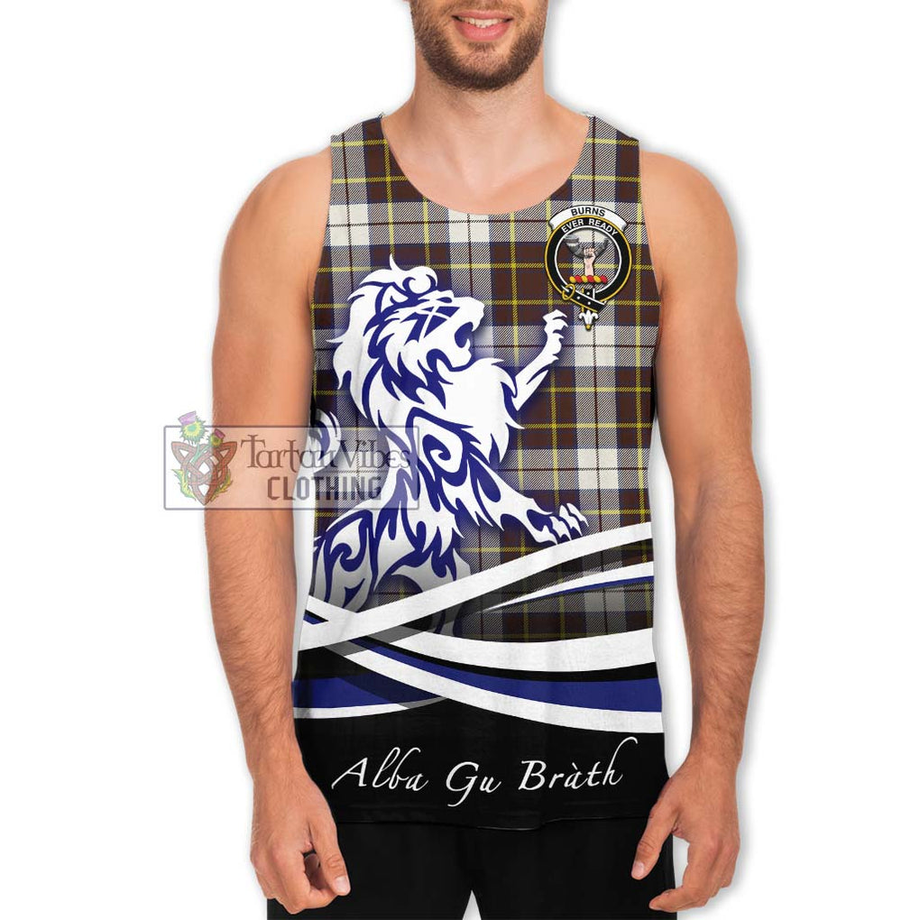 Burns Battalion Weathered Tartan Men's Tank Top with Alba Gu Brath Regal Lion Emblem Men - Tartanvibesclothing Shop