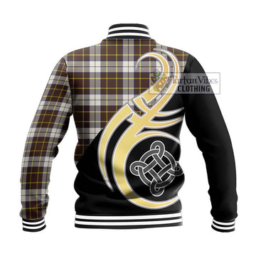 Burns Battalion Weathered Tartan Baseball Jacket with Family Crest and Celtic Symbol Style