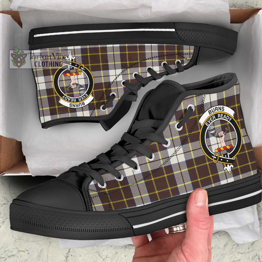 Tartan Vibes Clothing Burns Battalion Weathered Tartan High Top Shoes with Family Crest