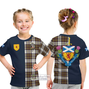 Tartan Vibes Clothing Burns Battalion Weathered Tartan Kid T-Shirt with Scottish Lion Royal Arm Half Style