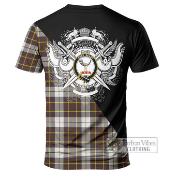 Burns Battalion Weathered Tartan T-Shirt with Family Crest and Military Logo Style - Tartanvibesclothing Shop