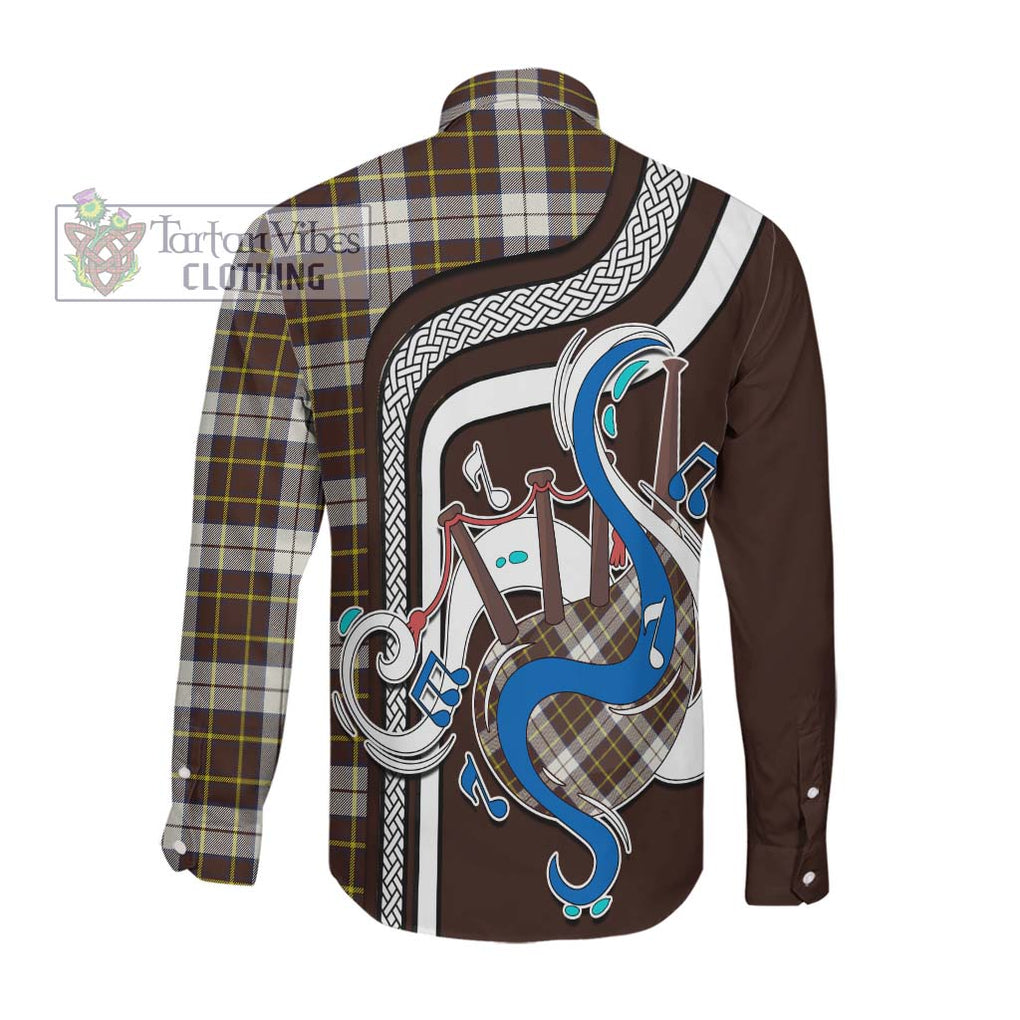 Burns Battalion Weathered Tartan Long Sleeve Button Shirt with Epic Bagpipe Style Men's Shirt - Tartanvibesclothing Shop
