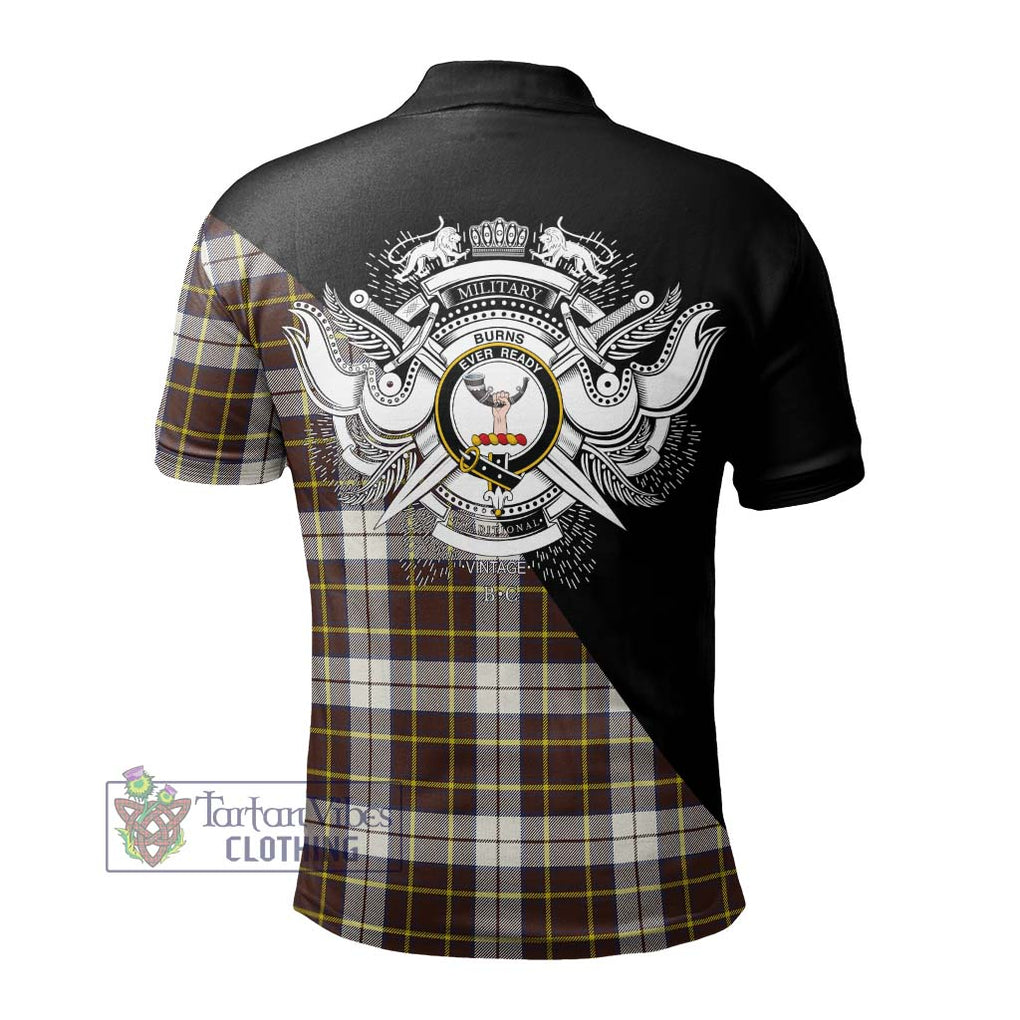 Burns Battalion Weathered Tartan Polo Shirt with Family Crest and Military Logo Style - Tartanvibesclothing Shop