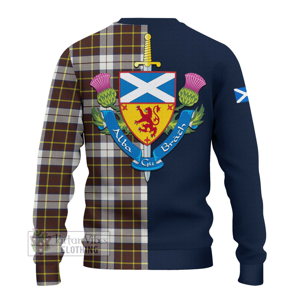 Tartan Vibes Clothing Burns Battalion Weathered Tartan Knitted Sweater with Scottish Lion Royal Arm Half Style