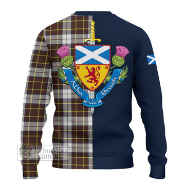 Tartan Vibes Clothing Burns Battalion Weathered Tartan Knitted Sweater with Scottish Lion Royal Arm Half Style