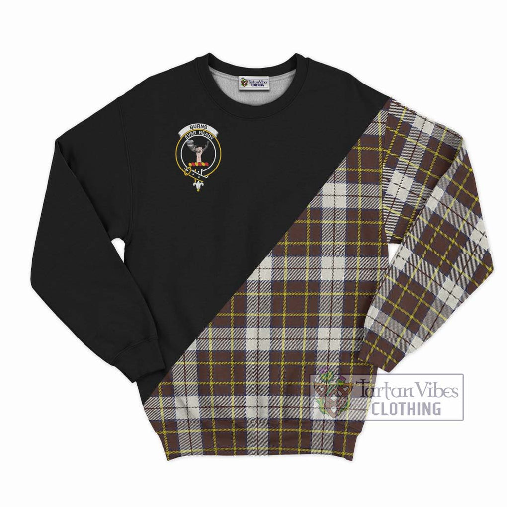 Burns Battalion Weathered Tartan Sweatshirt with Family Crest and Military Logo Style - Tartanvibesclothing Shop