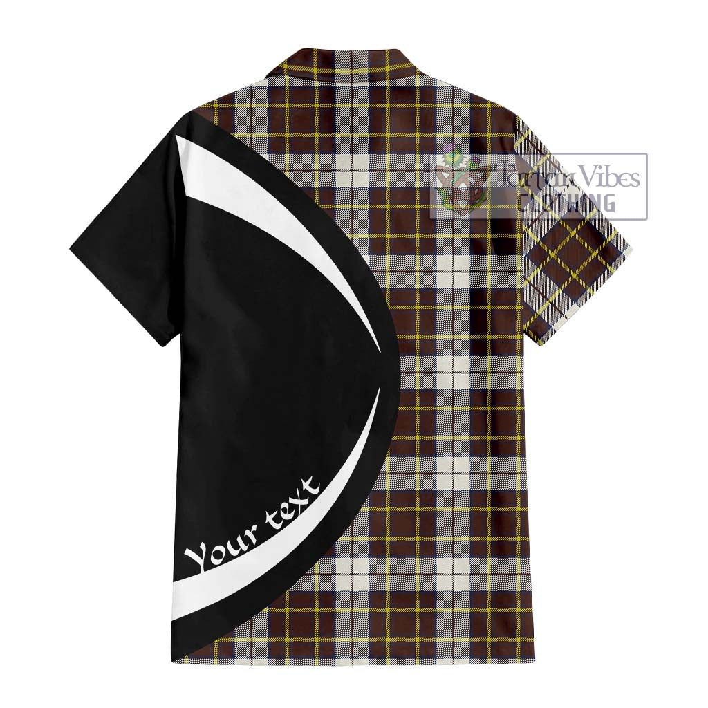 Burns Battalion Weathered Tartan Short Sleeve Button Up with Family Crest Circle Style - Tartan Vibes Clothing