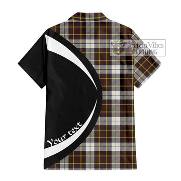 Burns Battalion Weathered Tartan Short Sleeve Button Up with Family Crest Circle Style - Tartan Vibes Clothing