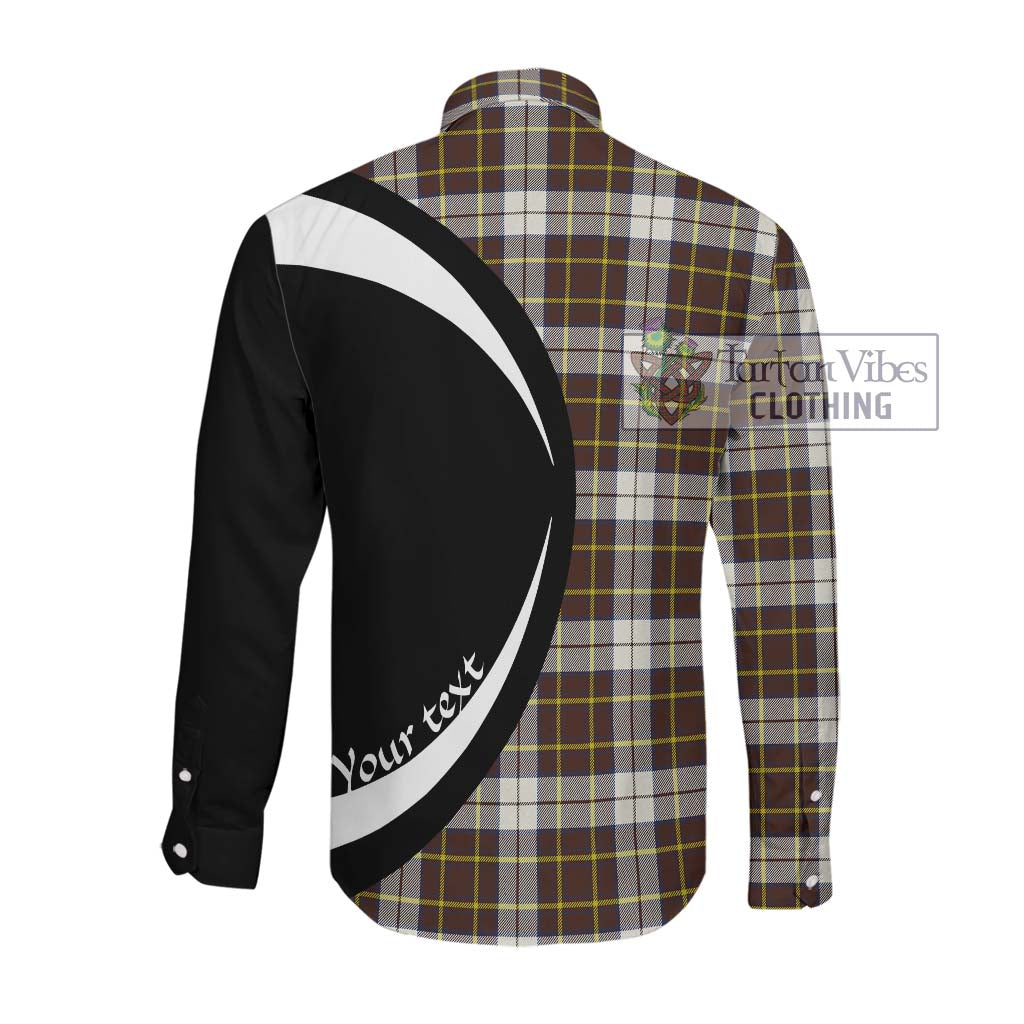 Burns Battalion Weathered Tartan Long Sleeve Button Up with Family Crest Circle Style Men's Shirt - Tartan Vibes Clothing
