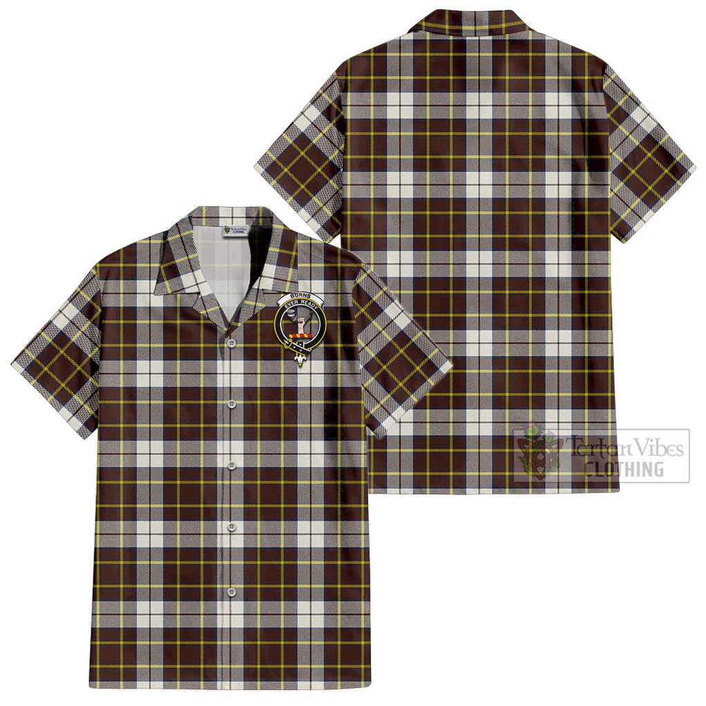 Burns Battalion Weathered Tartan Cotton Hawaiian Shirt with Family Crest Kid - Tartan Vibes Clothing