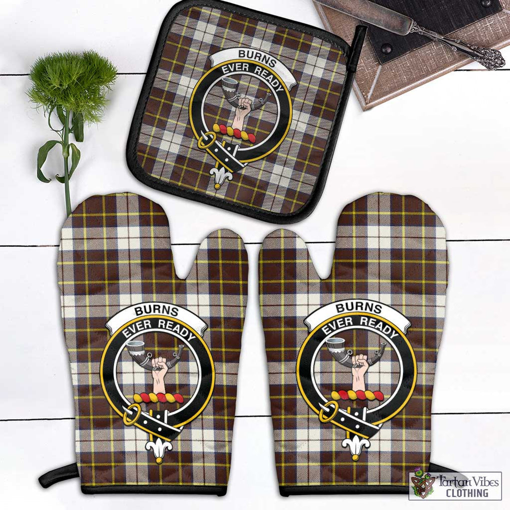 Burns Battalion Weathered Tartan Combo Oven Mitt & Pot-Holder with Family Crest Combo 1 Oven Mitt & 1 Pot-Holder Black - Tartan Vibes Clothing