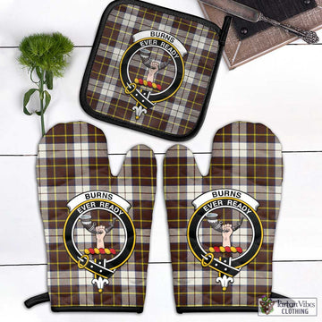 Burns Battalion Weathered Tartan Combo Oven Mitt & Pot-Holder with Family Crest Combo 1 Oven Mitt & 1 Pot-Holder Black - Tartan Vibes Clothing