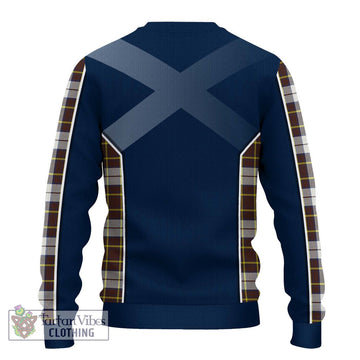 Burns Battalion Weathered Tartan Knitted Sweater with Family Crest and Lion Rampant Vibes Sport Style - Tartan Vibes Clothing