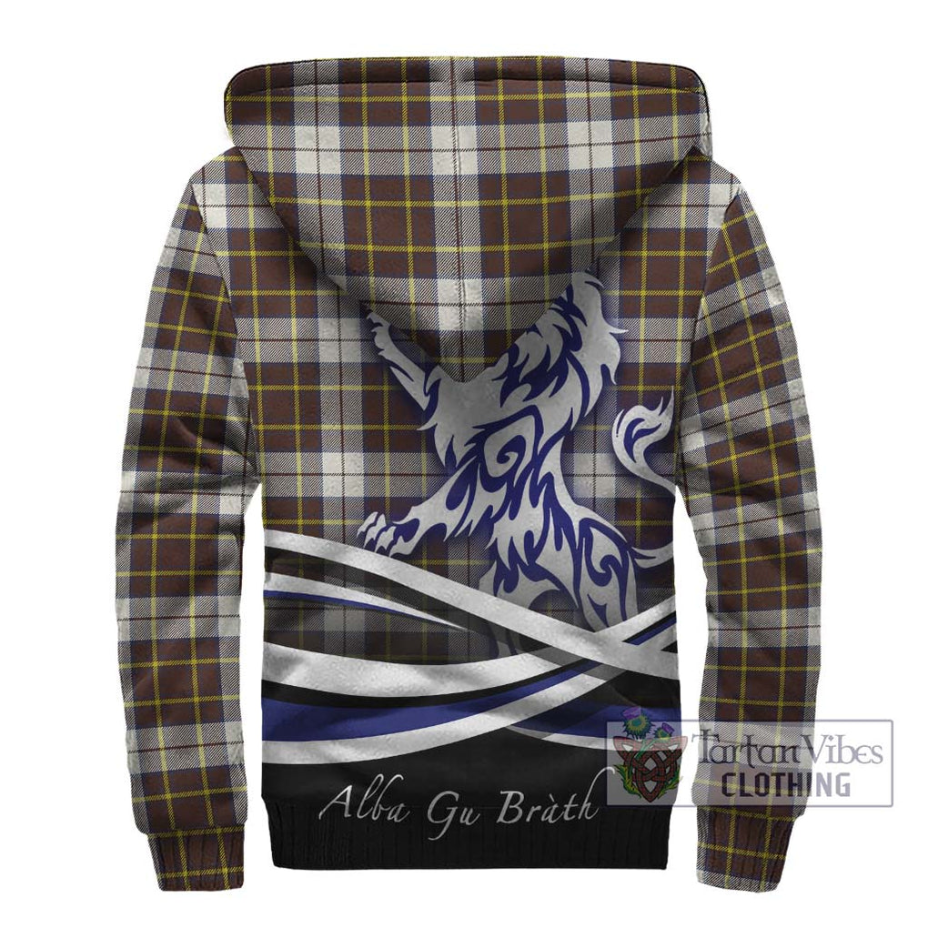 Burns Battalion Weathered Tartan Sherpa Hoodie with Alba Gu Brath Regal Lion Emblem - Tartanvibesclothing Shop