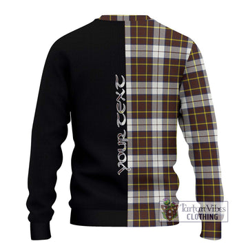 Burns Battalion Weathered Tartan Knitted Sweater with Family Crest and Half Of Me Style - Tartanvibesclothing Shop