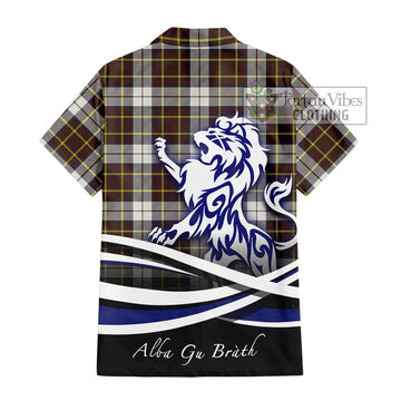 Burns Battalion Weathered Tartan Hawaiian Shirt with Alba Gu Brath Regal Lion Emblem
