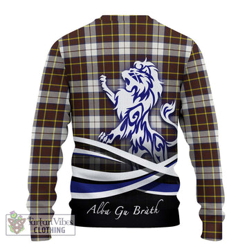 Burns Battalion Weathered Tartan Knitted Sweater with Alba Gu Brath Regal Lion Emblem - Tartanvibesclothing Shop