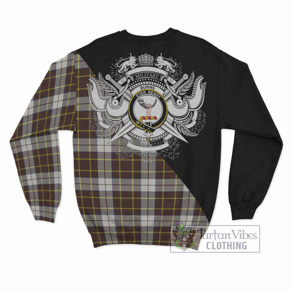 Burns Battalion Weathered Tartan Sweatshirt with Family Crest and Military Logo Style - Tartanvibesclothing Shop
