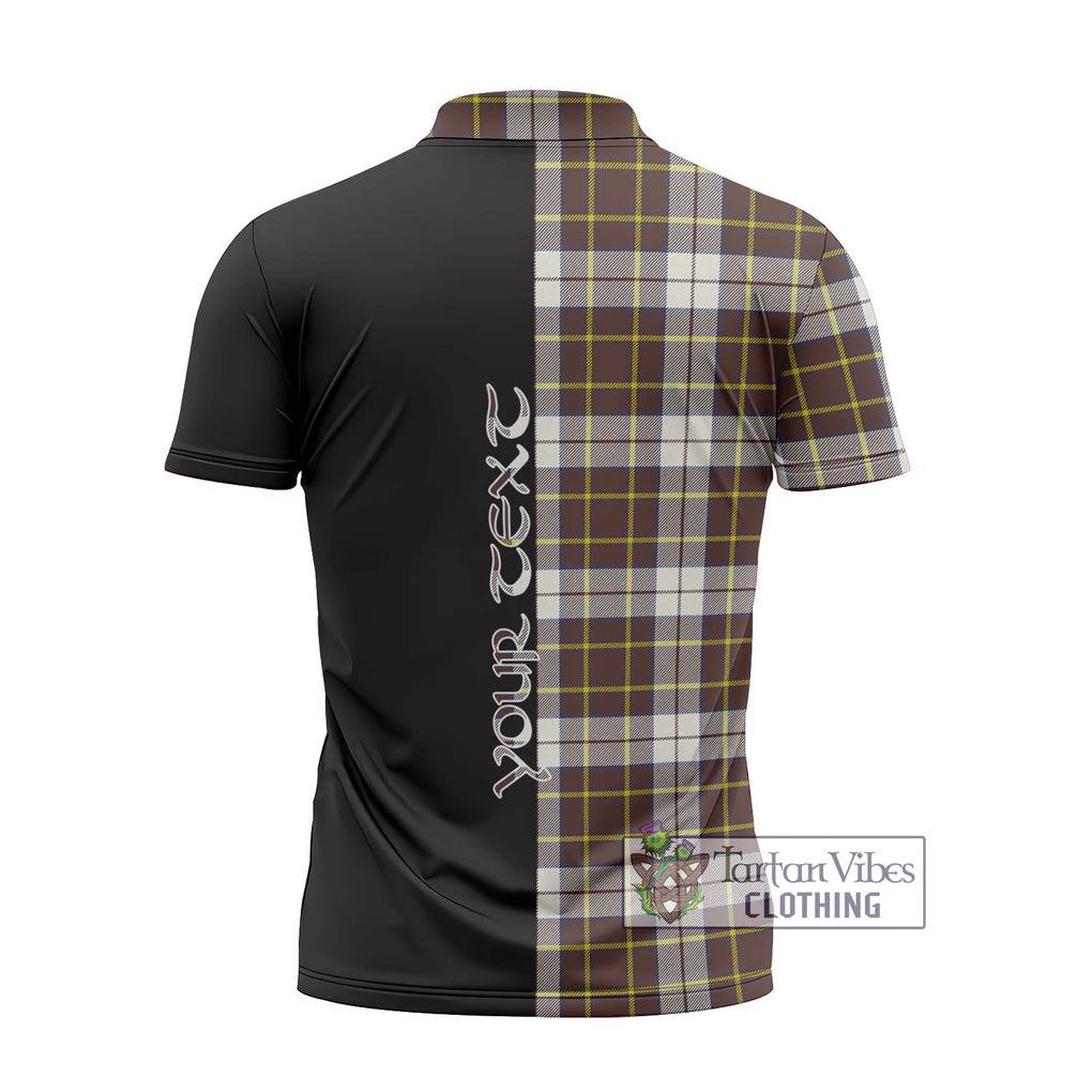 Burns Battalion Weathered Tartan Zipper Polo Shirt with Family Crest and Half Of Me Style - Tartanvibesclothing Shop