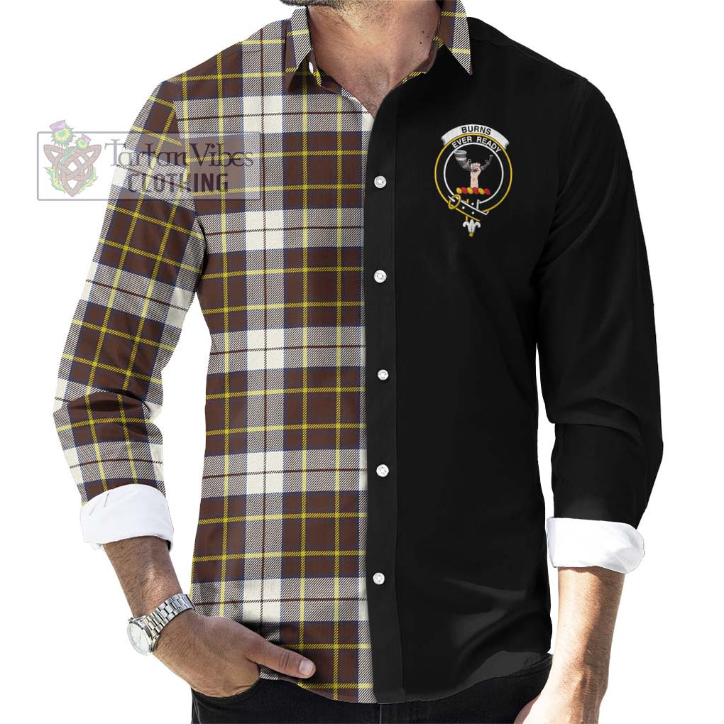 Burns Battalion Weathered Tartan Long Sleeve Button Shirt with Family Crest and Half Of Me Style - Tartanvibesclothing Shop