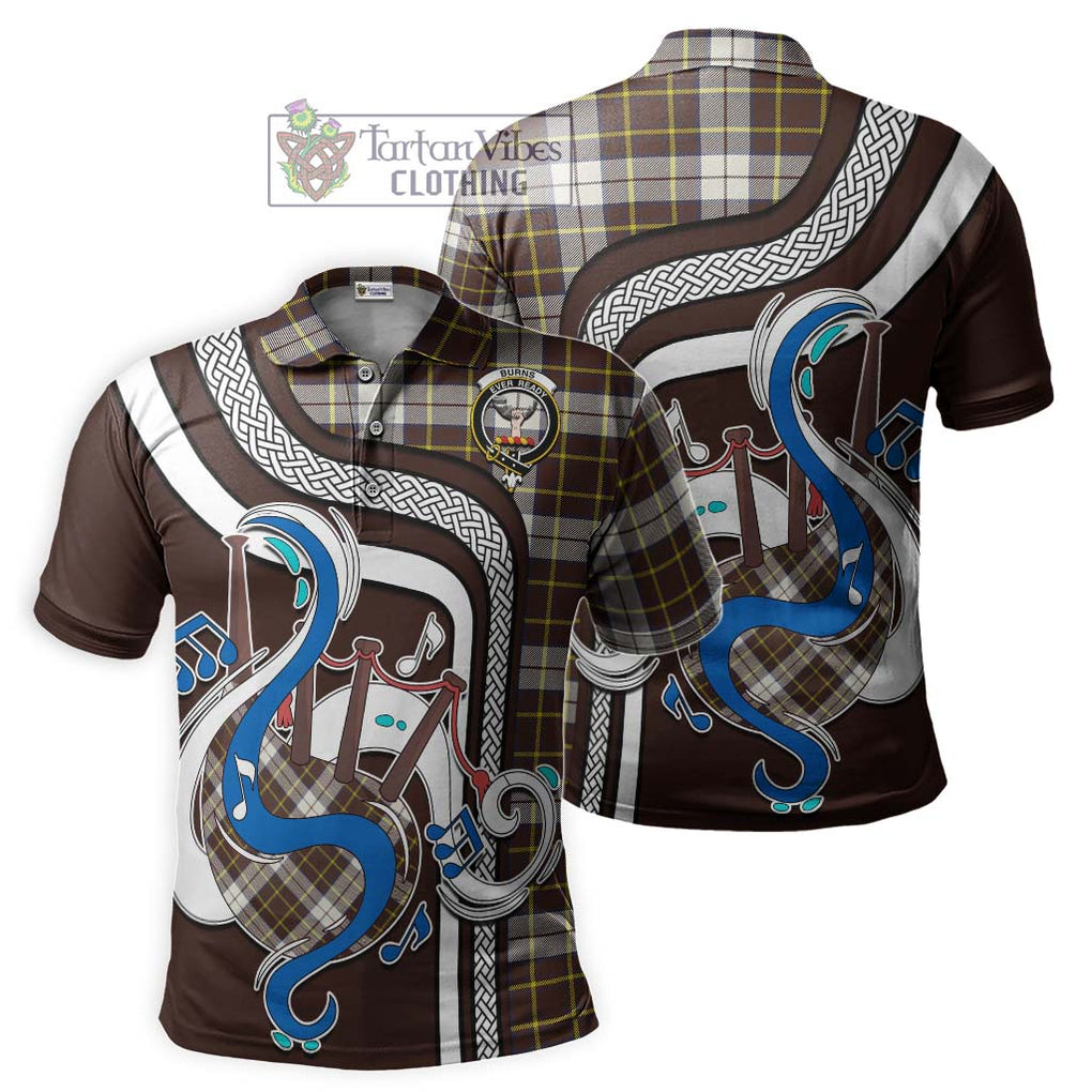Tartan Vibes Clothing Burns Battalion Weathered Tartan Polo Shirt with Epic Bagpipe Style