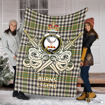Burns Check Tartan Blanket with Clan Crest and the Golden Sword of Courageous Legacy