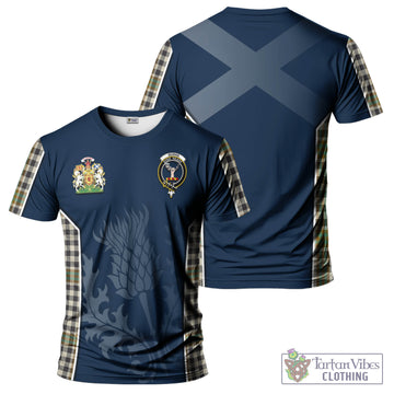 Burns Check Tartan T-Shirt with Family Crest and Scottish Thistle Vibes Sport Style