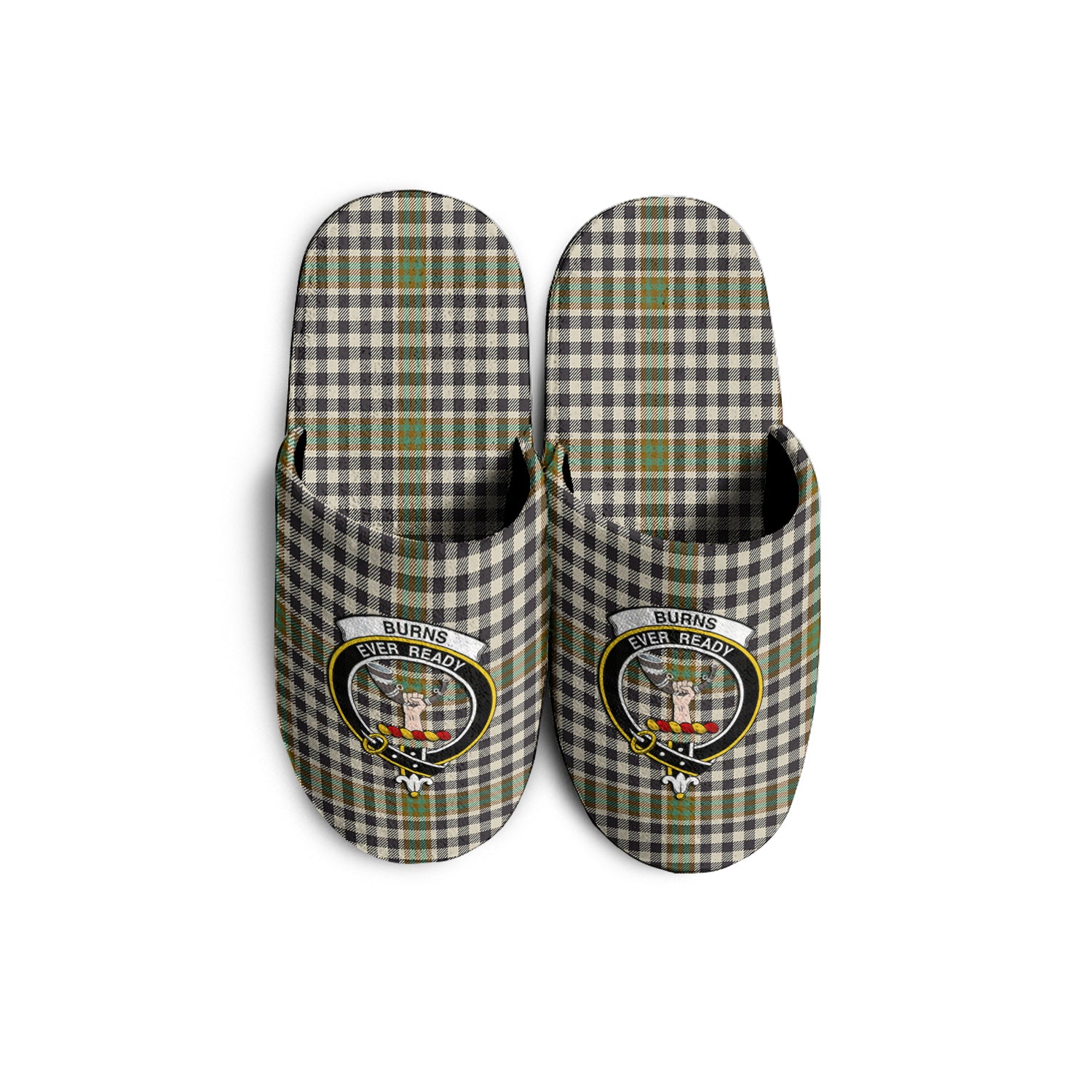 Burns Check Tartan Home Slippers with Family Crest - Tartanvibesclothing