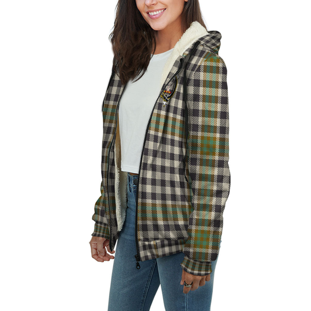 Burns Check Tartan Sherpa Hoodie with Family Crest Unisex
