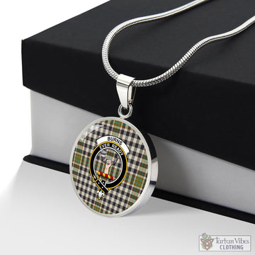 Burns Check Tartan Circle Necklace with Family Crest