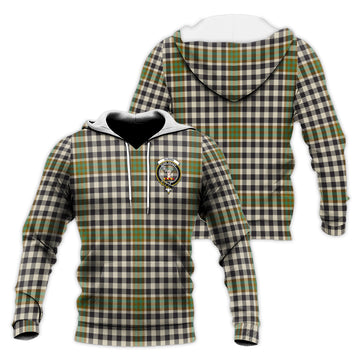 Burns Check Tartan Knitted Hoodie with Family Crest