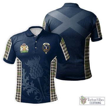 Burns Check Tartan Men's Polo Shirt with Family Crest and Scottish Thistle Vibes Sport Style