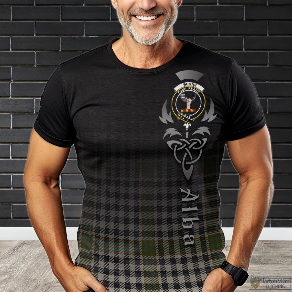 Tartan Vibes Clothing Burns Check Tartan T-Shirt Featuring Alba Gu Brath Family Crest Celtic Inspired