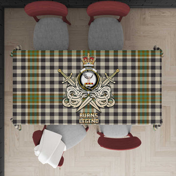 Burns Check Tartan Tablecloth with Clan Crest and the Golden Sword of Courageous Legacy