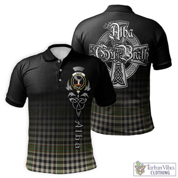 Burns Check Tartan Polo Shirt Featuring Alba Gu Brath Family Crest Celtic Inspired