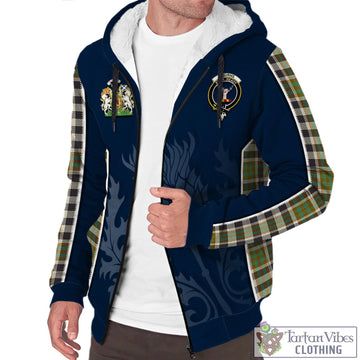 Burns Check Tartan Sherpa Hoodie with Family Crest and Scottish Thistle Vibes Sport Style