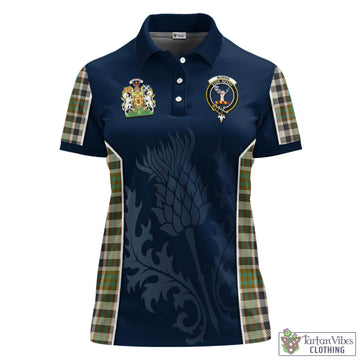 Burns Check Tartan Women's Polo Shirt with Family Crest and Scottish Thistle Vibes Sport Style