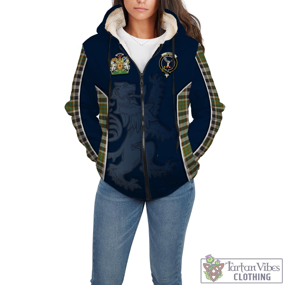 Tartan Vibes Clothing Burns Check Tartan Sherpa Hoodie with Family Crest and Lion Rampant Vibes Sport Style