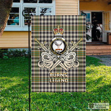 Burns Check Tartan Flag with Clan Crest and the Golden Sword of Courageous Legacy