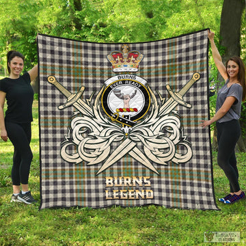 Burns Check Tartan Quilt with Clan Crest and the Golden Sword of Courageous Legacy