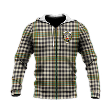 Burns Check Tartan Knitted Hoodie with Family Crest