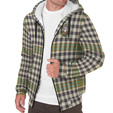 Burns Check Tartan Sherpa Hoodie with Family Crest