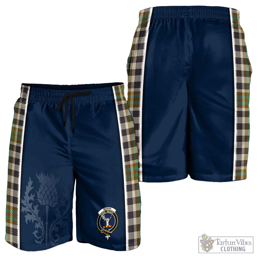 Tartan Vibes Clothing Burns Check Tartan Men's Shorts with Family Crest and Scottish Thistle Vibes Sport Style