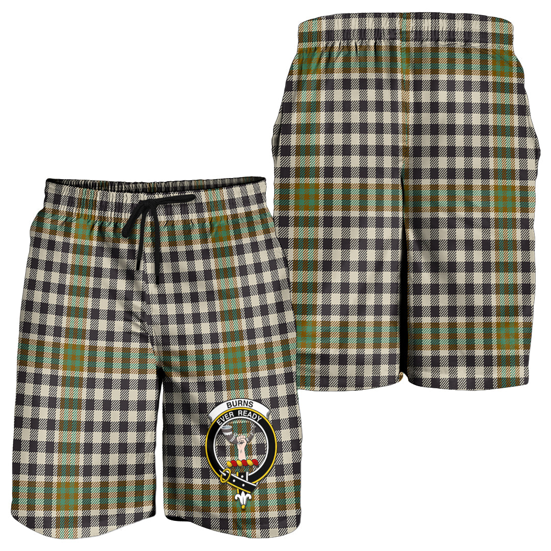 Burns Check Tartan Mens Shorts with Family Crest
