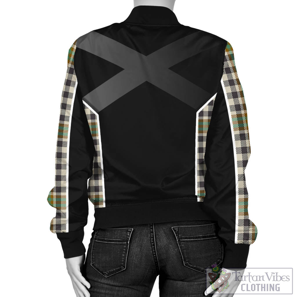 Tartan Vibes Clothing Burns Check Tartan Bomber Jacket with Family Crest and Scottish Thistle Vibes Sport Style