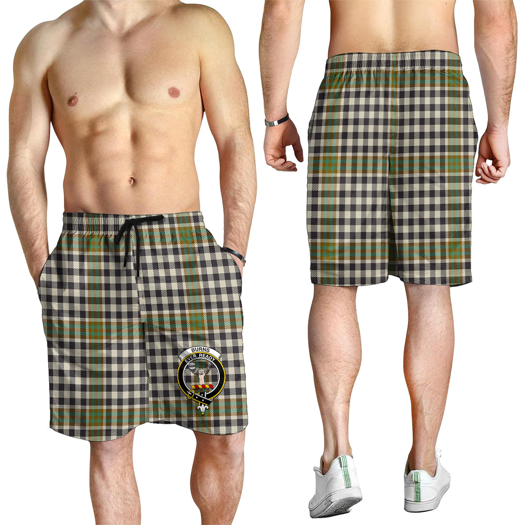 Burns Check Tartan Mens Shorts with Family Crest