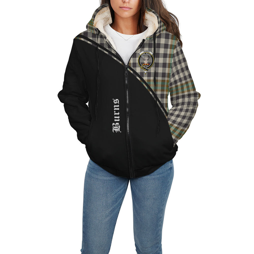 Burns Check Tartan Sherpa Hoodie with Family Crest Curve Style
