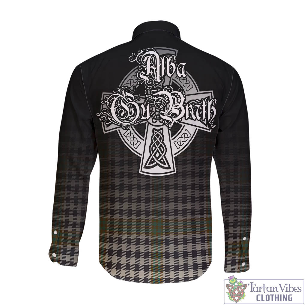 Tartan Vibes Clothing Burns Check Tartan Long Sleeve Button Up Featuring Alba Gu Brath Family Crest Celtic Inspired