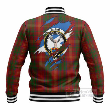 Burns Clan Crest In Me Tartan Baseball Jacket Scotland Flag Style
