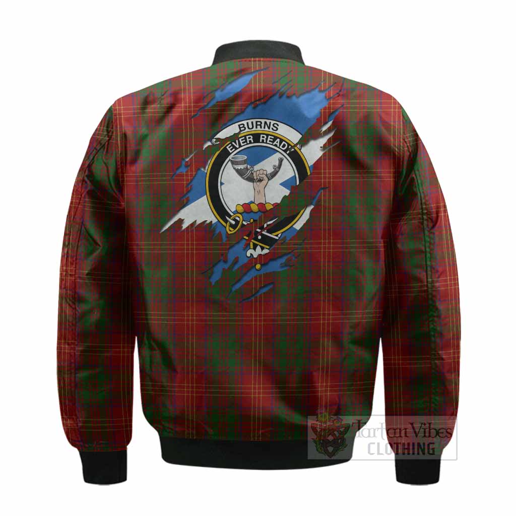 Burns Clan Crest In Me Tartan Bomber Jacket Scotland Flag Style
